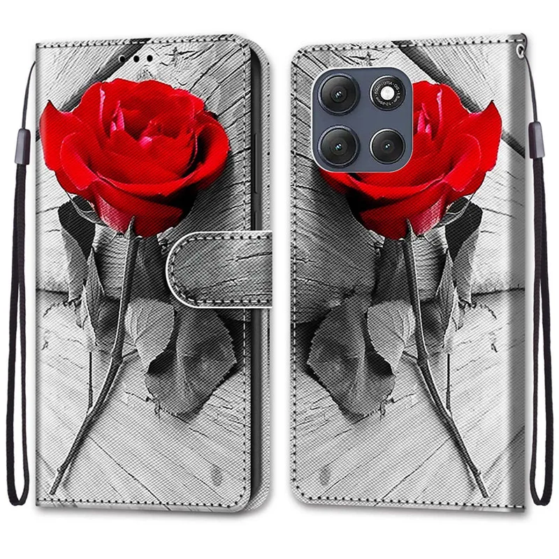 Flower Pattern Flip Wallet Leather Phone Case with Stand and Book Cover Design