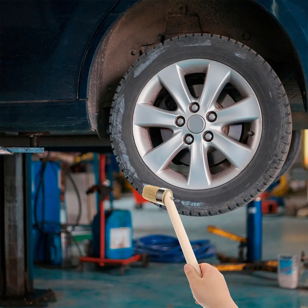 3Pcs 타이어 수리 도구 윤활제 브러시 목재 손잡이 타이어 그리스 브러시로 쉽게 접근 및 수리가 가능합니다. 자동차용 페인트 브러쉬