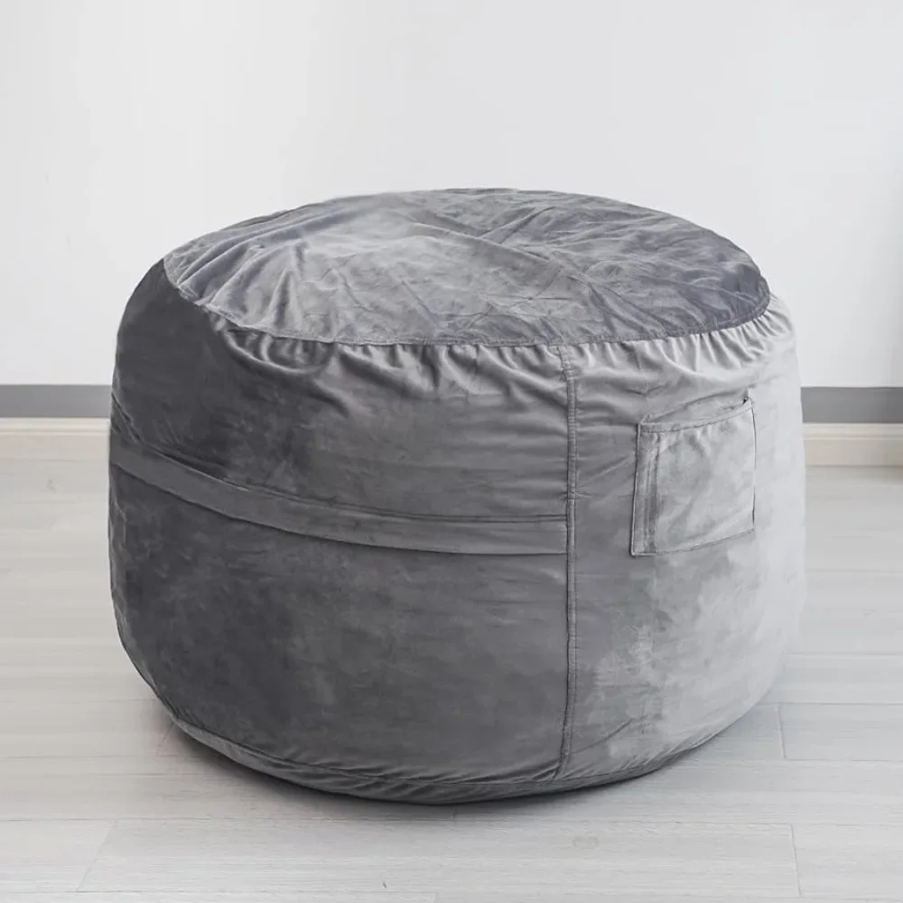 

LISM 3 ft Bean Bag Chair Memory Foam Filled with Soft Washable Covers Perfect for Adults Teens Kids (Gray)