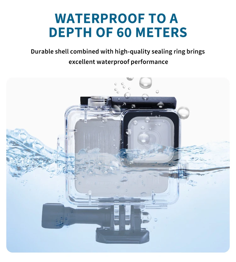 Wasserdichte Tauchhülle für GoPro 11 Mini, Schwarz, 60 m/80 m Unterwassergehäuse, Tauchschutzhülle – Detail 2