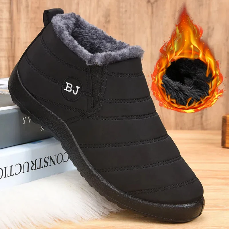 Winter Boots Women Warm Fur Winter Shoes for Women Ankle Boots Waterproof Snow Botas Mujer Slip on Black Female
