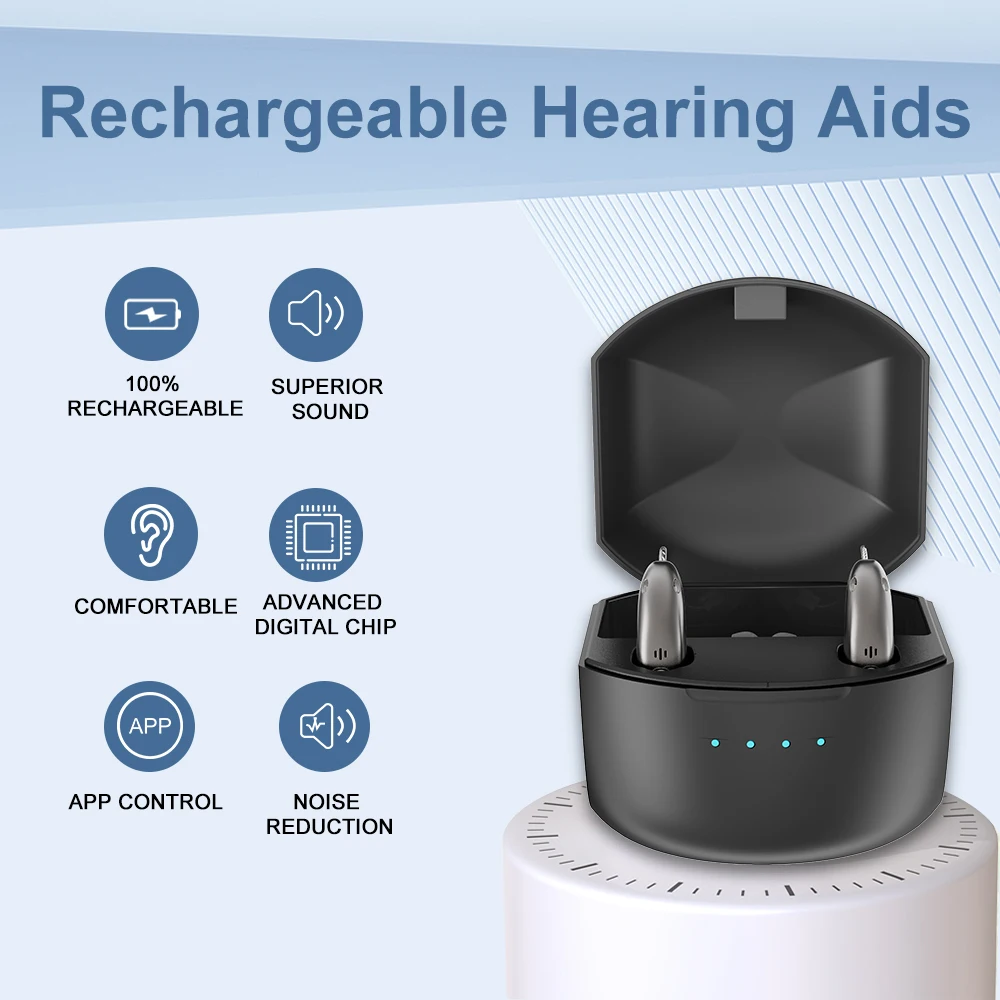 Rechargeable Digital BTE Hearing Aid Adjustable Volume Deaf Mini Sound Amplifier Portable Elderly Hearing Amplifier 2