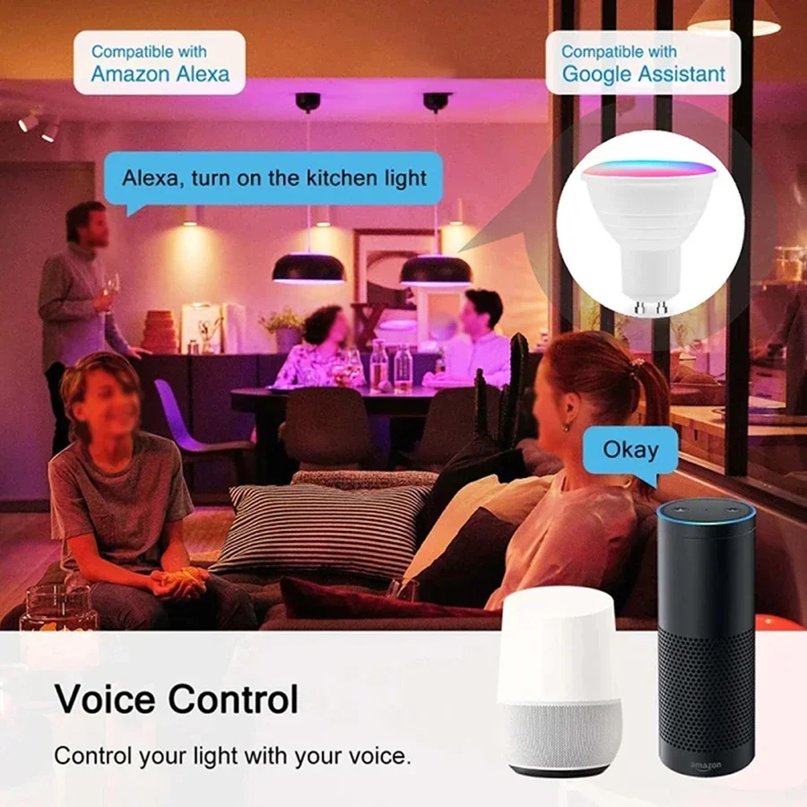 Tuya Smart WiFi GU10 LED Bulb Spotlight 5W 7W 9W 220V 110V RGBCW Smart Life APP Control Works With Alexa Google Home