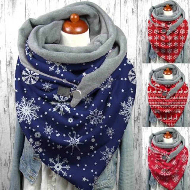 Winter Fashion Snowflake Print Button Scarves Wrap Shawls Casual Women Warm  Soft Scarf Neck Scarf at  Women's Clothing store