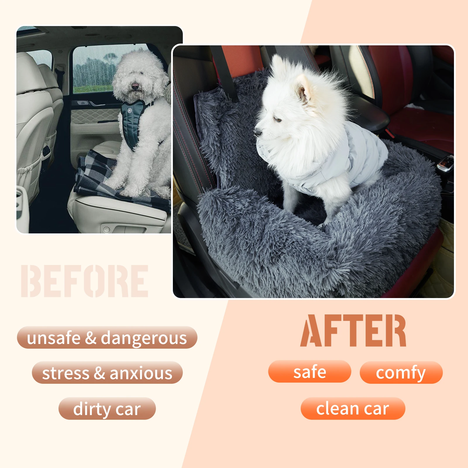 Plush Car Nest Travel Car Kennel Removable And Washable Pet