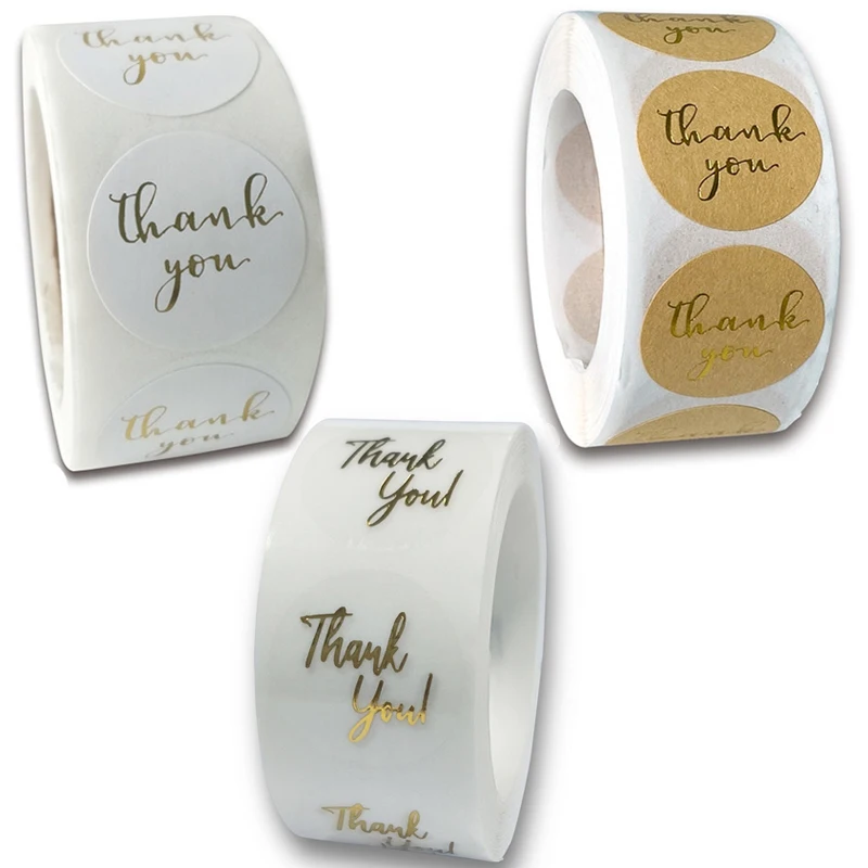 Craft Shops and Others 1 Inch Per and Pink Color Great for Baking Stores Sweet Notes for Customers Thank You for Supporting My Small Business Stickers with Gold Foil 500pc Round Paper Stickers 