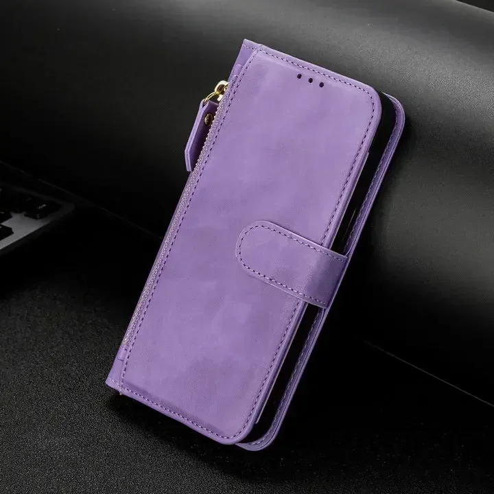 Premium Crossbody Zipper Leather Wallet Case
