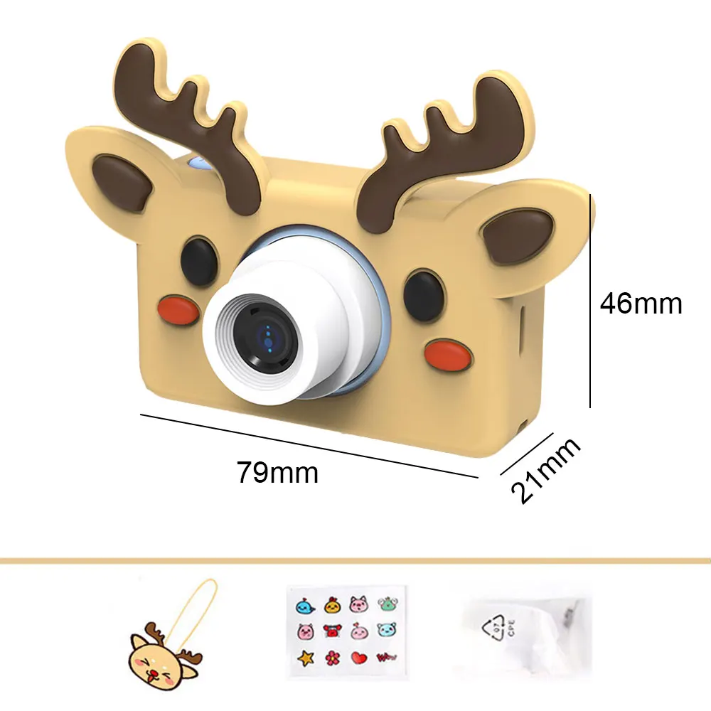 Cartoon Child Selfie Camera Toy Multifunctional Mini Digital Camcorder Portable with Lanyard USB Charging for Kids Holiday Gifts