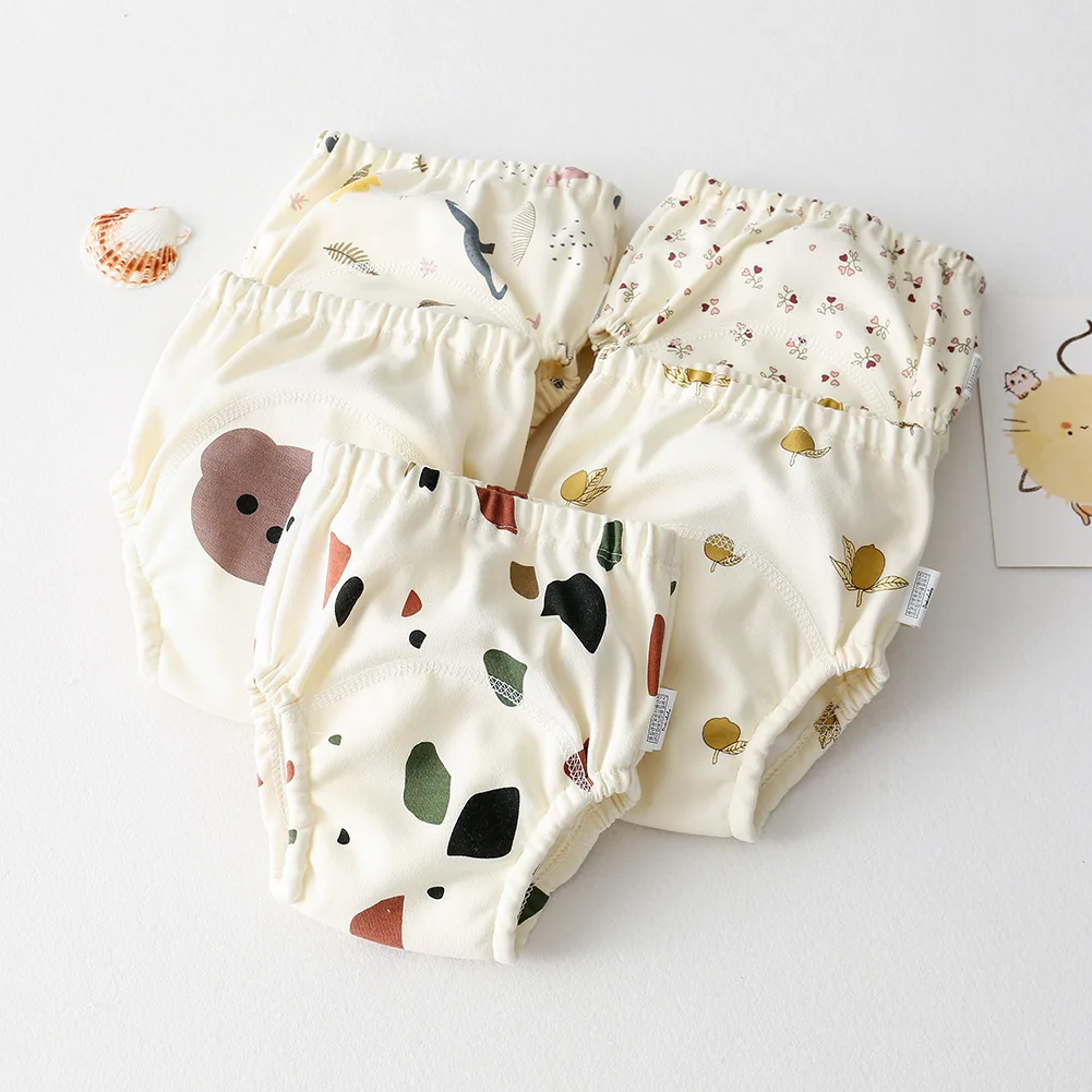 Pantaloni da allenamento impermeabili per bambini per biancheria intima di cotone neonato Mutandine per neonati Pannolini di stoffa lavabili per ragazzi e ragazze Pannolini riutilizzabili - immagine 5