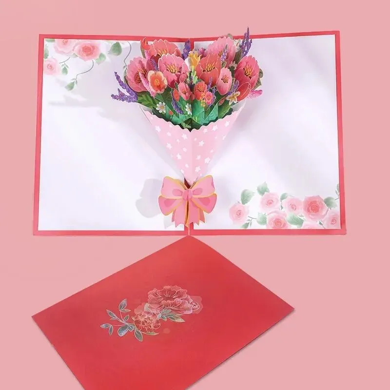 Biglietto Pop-up 3D GREETING ART Con Rosa E Girasole – Un'esplosione Di Fiori E Farfalle Per Compleanno, Festa Della Mamma O Anniversario! - 5