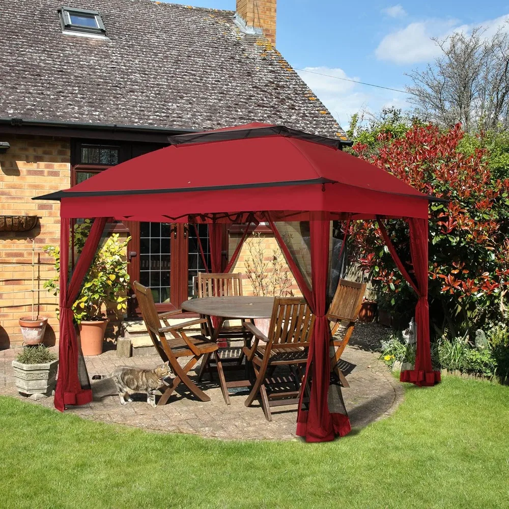 

Gazebo Stakes and Ropes Canopy Pop-up Instant Gazebo Tent With 4 Sidewall Outdoor Canopy Shelters With Tote Bags Tent for Garden