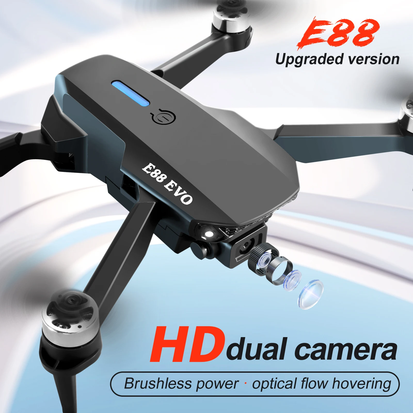 E88 Pro Drone 5G WiFi FPV Brushless Motor Return 4K HD Dual Camera Optical Flow Localization RC Quadcopter Drone Toys drone quadcopter