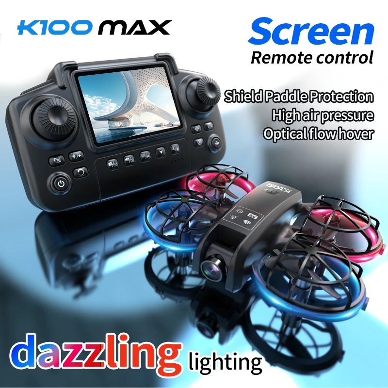 2025 신형 미니 K100 MAX 드론 4K HD 전문가용 듀얼 카메라 스크린 광학 흐름 드론 장난감 브러시리스 쿼드콥터 선물 FPV 드론