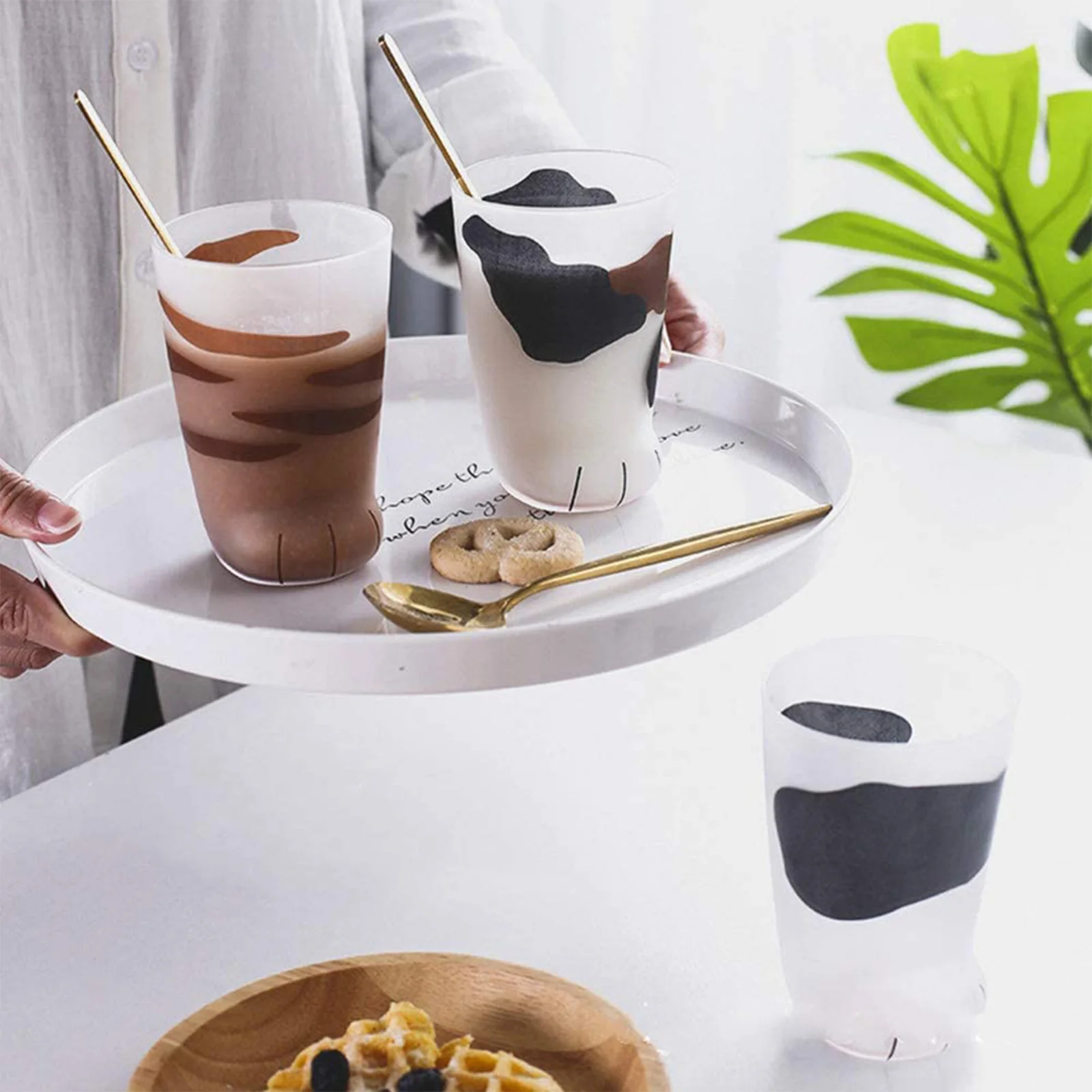 Glass Water Cup Creative Cat Claw Cup Breakfast Milk Cup Glass Personality Frosted Glass Mugs Milk Lemon Juice for Men Women Kids glass water cup,double wall glass cup