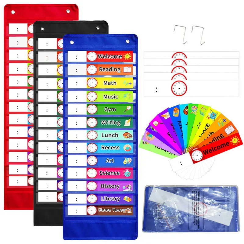 Kids Montessori Education Learning Toys Parish Calendar Activity Schedule Card Hanging Bag Teaching Aid Good Habit Training Game