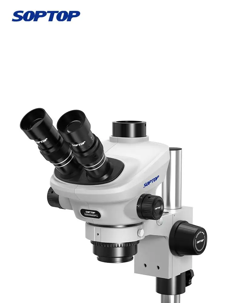 SOPTOP SZM-6565Pro 삼안 스테레오 현미경 연속 줌 6.5-65X 전화 PCB BGA 마더보드 납땜 수리 도구 키트