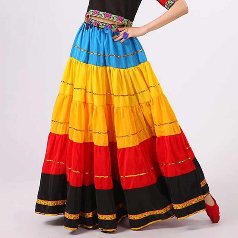 Chinese Traditional Costume Stage Dance Wear Folk Costumes Performance Festival Yi Outfit Long Skirts for Women Dancing