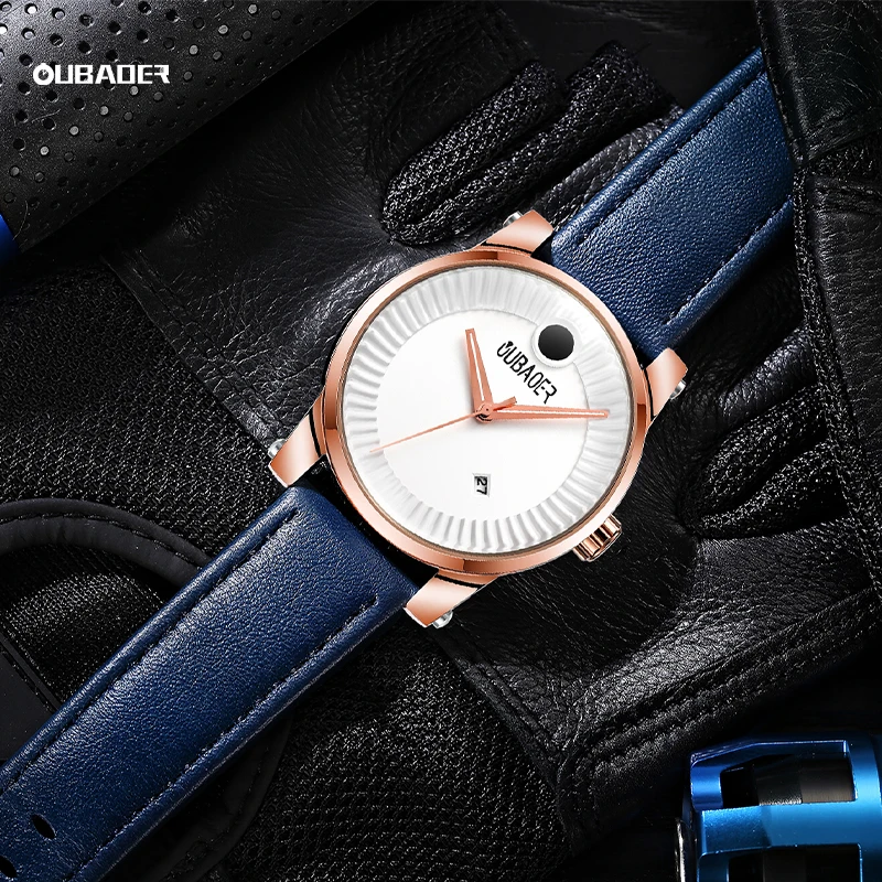 2024 OUBAOER NEW Original Watch for Men Luxury Top Brand Date Quartz Genuine Strap Simple Design Men's Watches Reloj Hombre