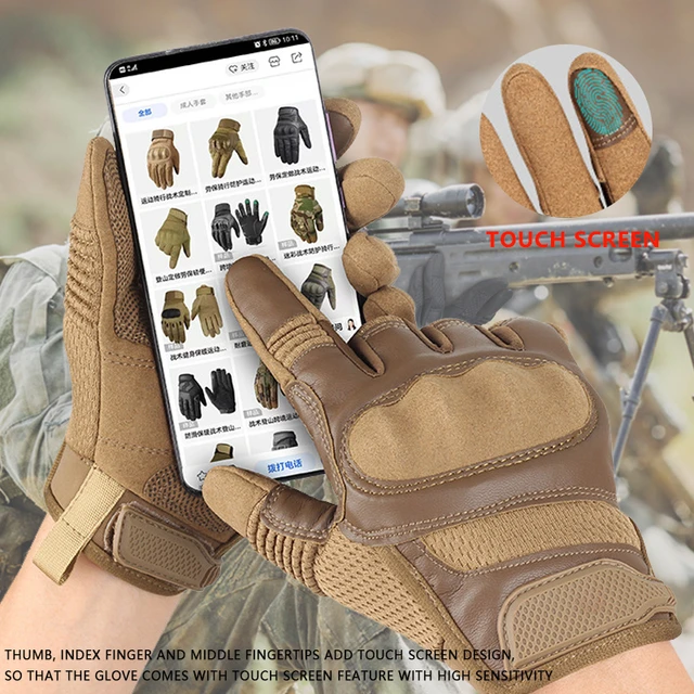 Guanti tattici in pelle Pu Touch Screen Hard Shell Full Finger Guanti  militari Combat Airsoft Guanti da bici da guida