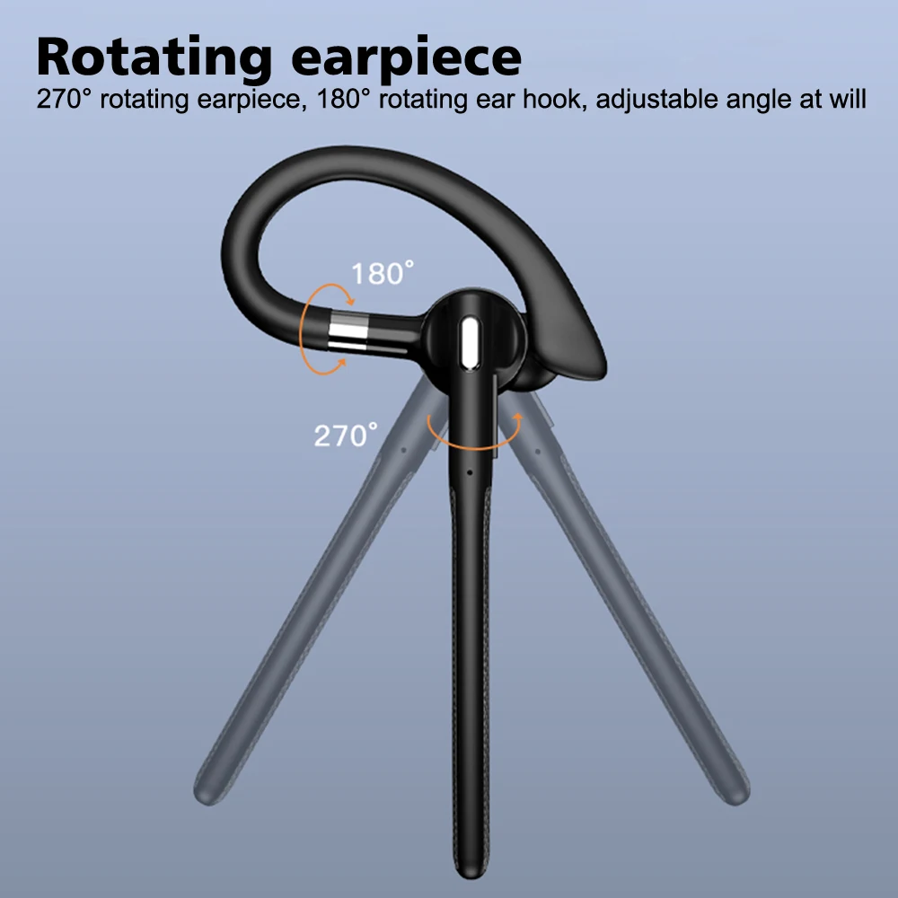 Wireless Headset Bluetooth 5.4 Ear-hook Single Ear Driving Headphone With Dual-Mic CVC8.0 Noise Cancelling Handsfree Earphones