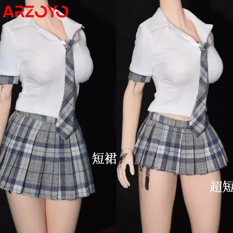 

Customized 1/6 Scale Female School Uniform Pleated Skirt Shirt Clothes Model Fit 12'' TBL Soldier Big Bust Action Figure Body