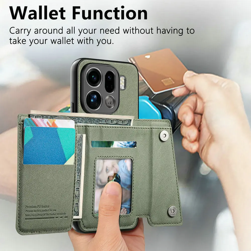 Luxury Detachable Leather Wallet Case with Magnetic Back