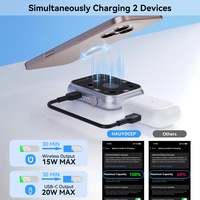 Batterie externe magnétique sans fil 3-en-1 OnePlus 5000 mAh, charge rapide 22,5 W pour Apple Watch, écouteurs, iPhone 17/16/15/14/13/12 4
