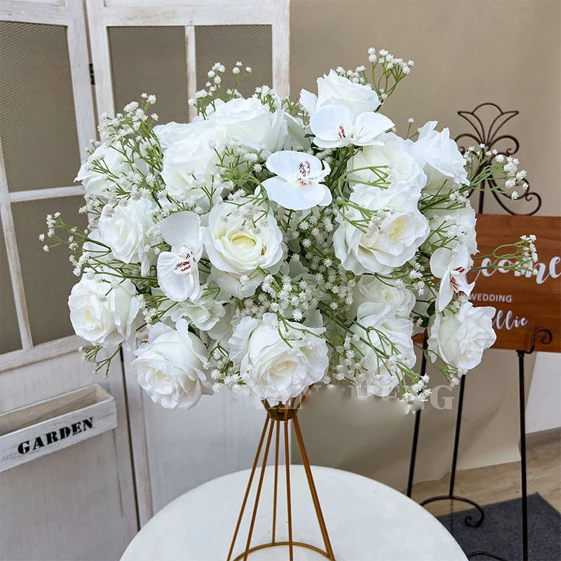Babysbreath 장미 조화 웨딩 장식, 러너 꽃 줄, 꽃꽂이 테이블 센터피스 플라워 볼, 럭셔리
