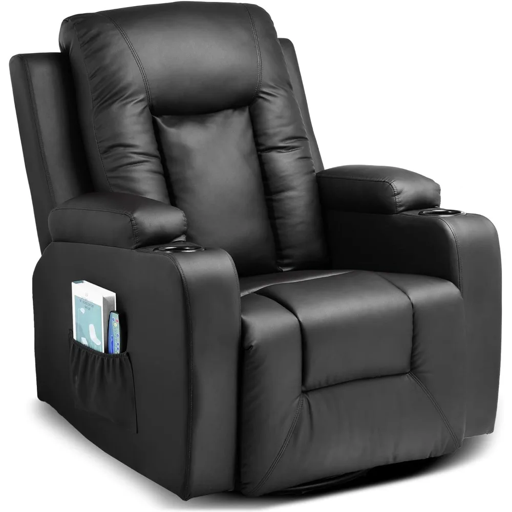 

Recliner Chair Rocker with Heated Massage, Ergonomic Lounge, 360 Degree Swivel Single Sofa Seat, Living Room Recliner Chair