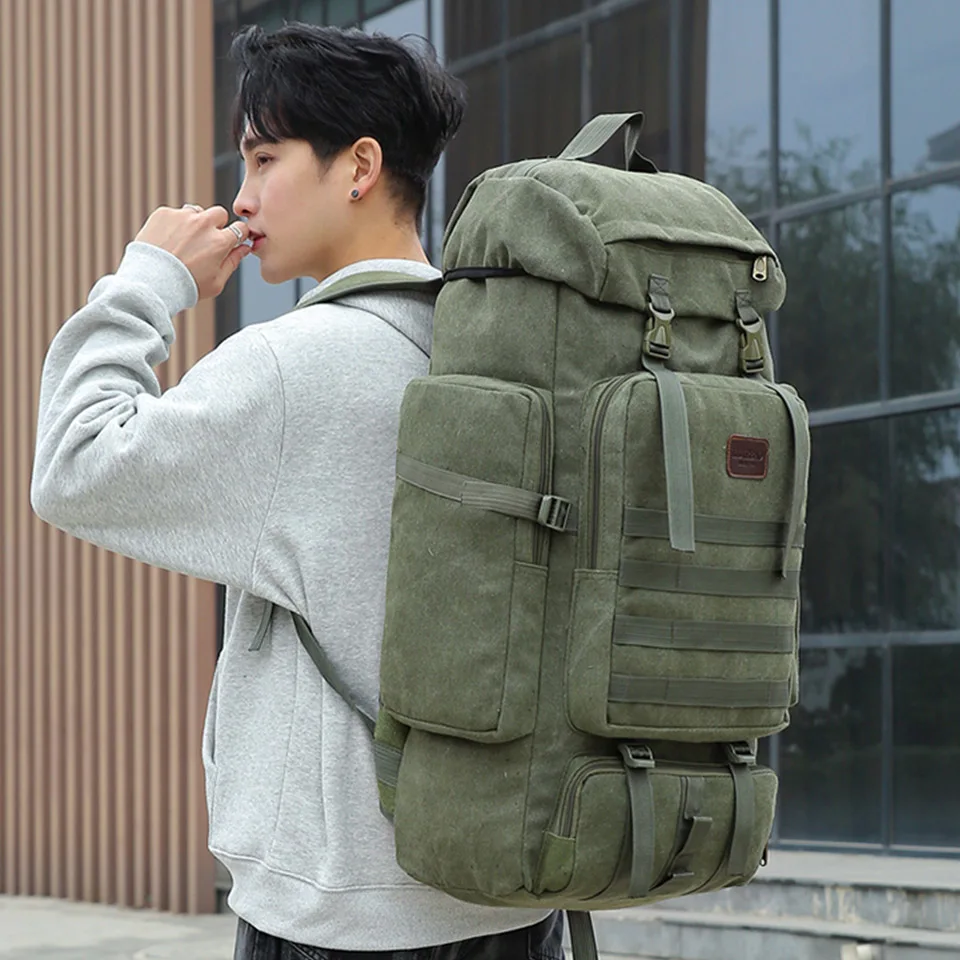 Large Capacity Canvas Travel Backpack Korean Version High-Quality Multi Compartment Storage Luggage Backpack For Men And Women