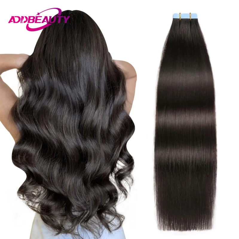 

Невидимая лента для наращивания человеческих волос, прямые натуральные человеческие волосы для наращивания для женщин, 20 шт., натуральная цветная клейкая лента для волос