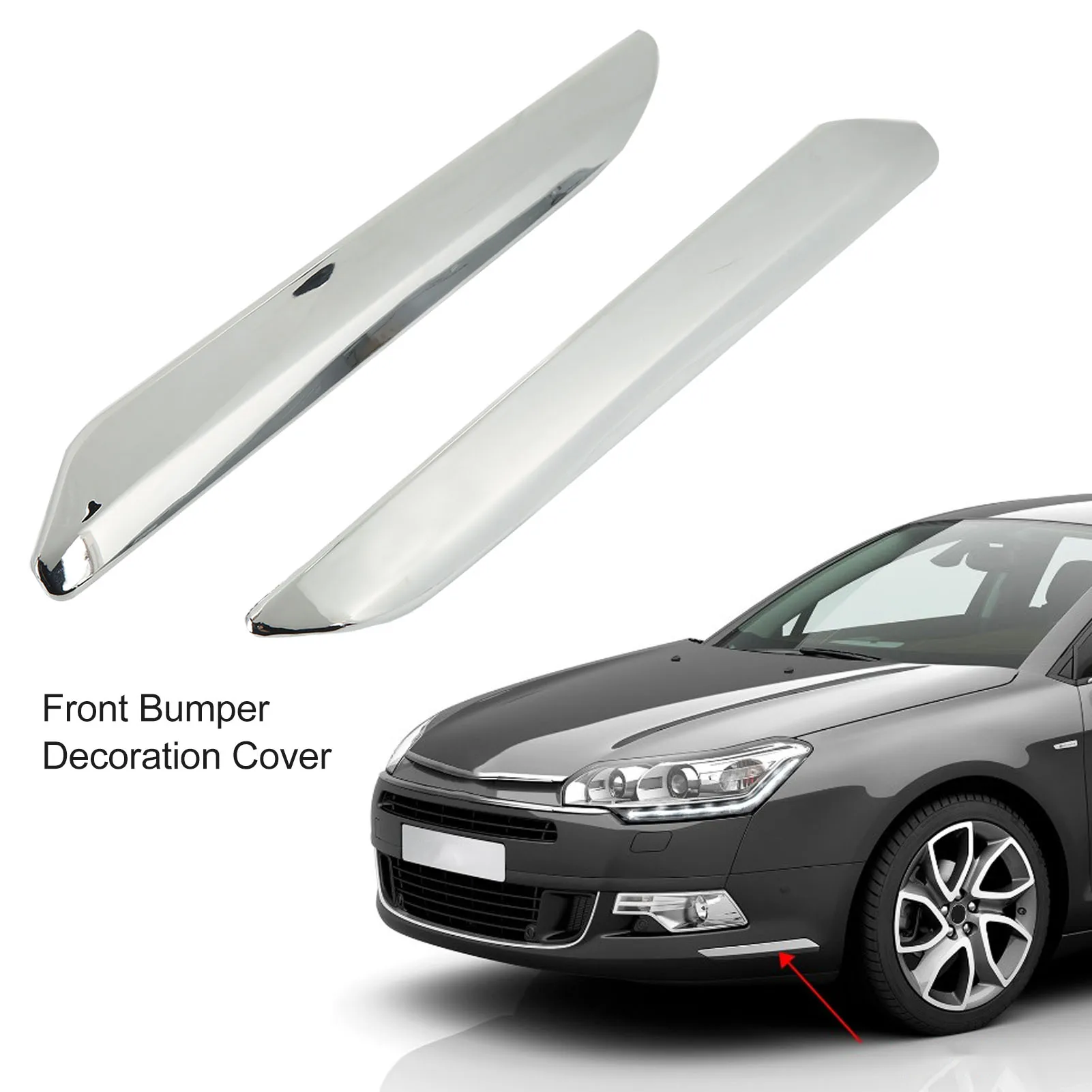 Car Front Bumper Anti-Scratch Chrome Silver Protector Strip Replacement