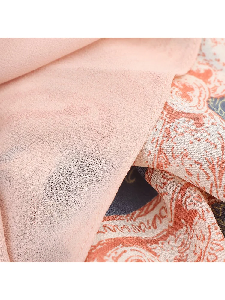 TFMLN 2025 New Women's Elegant Ruffled V-neck Mixi Dresses Sexy Sleeveless Spaghetti Strap Chic Printed Dress Fashion Slim