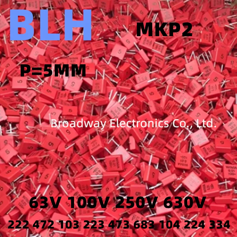 WIMA RED MKP2 Film Capacitor Hi-Fi Audio P5 5MM 63V 100V 250V 630V 2200PF 222 4700PF 472 0.01UF 103 0.022UF 223 0.047UF 473 5PCS