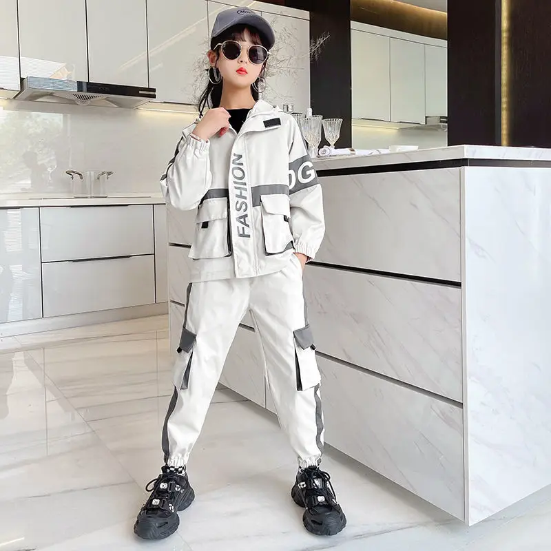 

Girls Coat +Pants Kids Sets 2PCS/Set 2023 Graceful Spring Autumn Cotton Outfits Jogging Suit Children Clothing