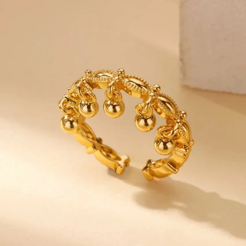 Round Bead Rings For Women Stainless Steel Jewelry