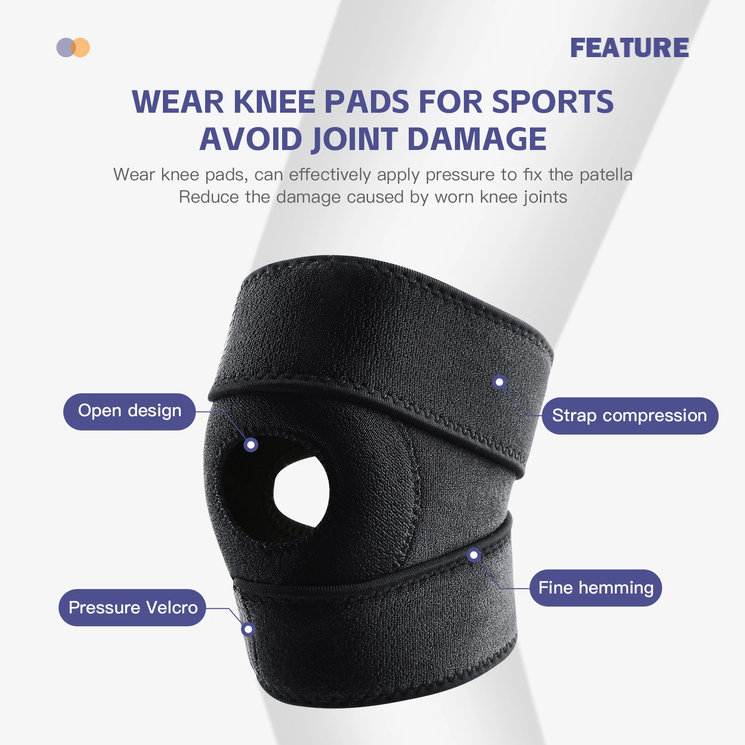 2PCS Adjustable Elastic Knee Support Brace Kneepad Patella Knee Pads Hole Sports Kneepad Safety Guard Strap For Running Dancing