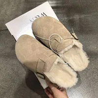 Faux Suede Flat Slippers Women Autumn Vintage Close Toe Mules Shoes Soft Sole Cork Slides Outdoor Slippers High Capacity 1