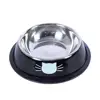 Cat Food Bowl Steel Kitten Cat Feeder Water Bowl Bowl Base Small Rubber Supplies With Non-Slip Accessories Pet Pe H2H6 5
