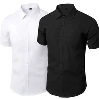 Summer Shirt for Men Daily Casual White Shirts Short Sleeve Button Down Slim Fit Male Social Blouse 4XL 5XL 1