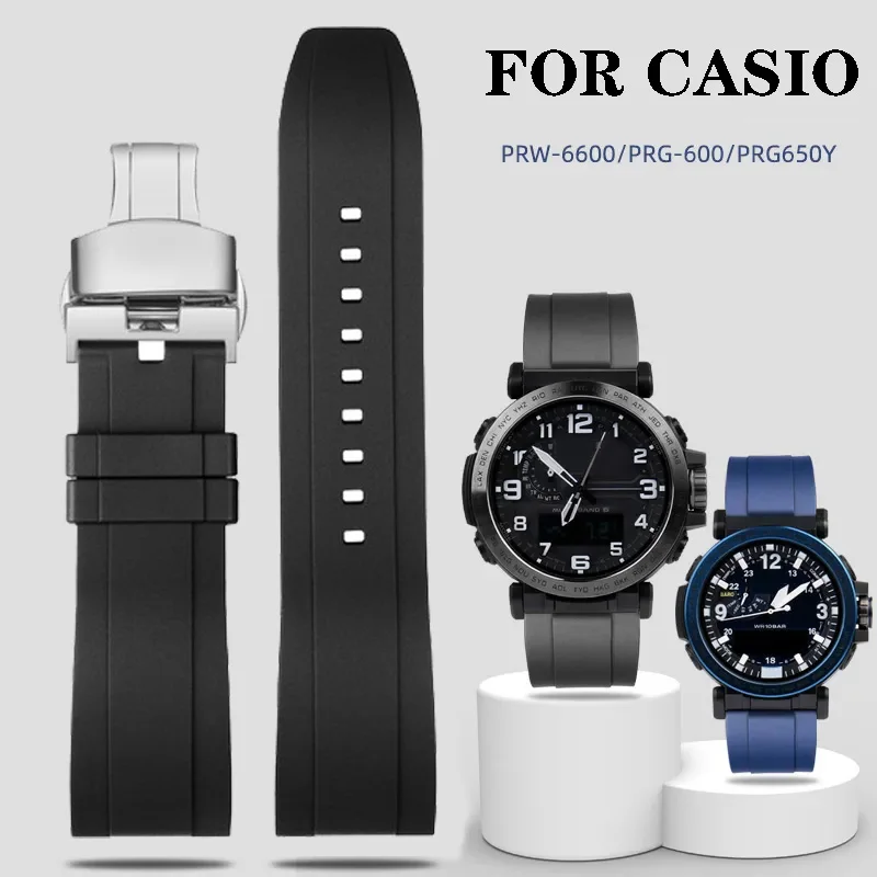 Cinturino In Silicone Per Casio 5497 Prg-600/650Y 5571 Prw-6600Y/Yb Cinturino In Gomma Sportiva 24Mm Protrek Prw-60/30/50/70Yt Cinturino Per Orologio
