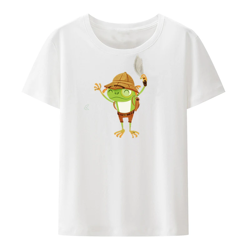 

Frog Chef Cotton T-shirts Y2k Tops Women Retro Trend Lovely Koszulki Unique Anime T-shirt Gift Aesthetic Letters Popular Student