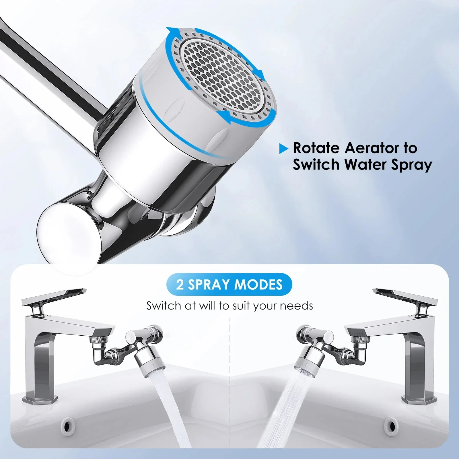 Rotatable Multifunctional Extension Faucet Aerator 1080 Degree Swivel Robotic Arm Water Filter Sink Water Tap Bubbler Sink Fit