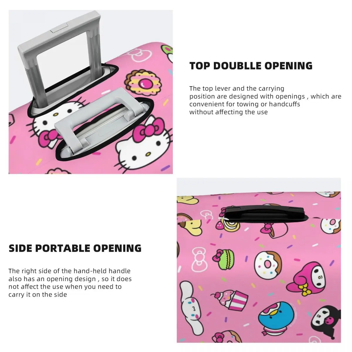 Hello Kitty My Melody Kuromi Suitcase Cover Cute Cat Animal Travel Protection Flight Useful Luggage Accesories 4