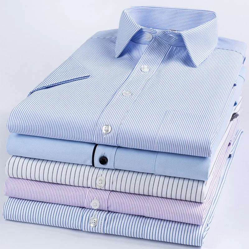New Men's Fashion Short Sleeve Cotton Business Formal Shirt White Classic Social Casual Slim Shirt Large Size 8XL 2