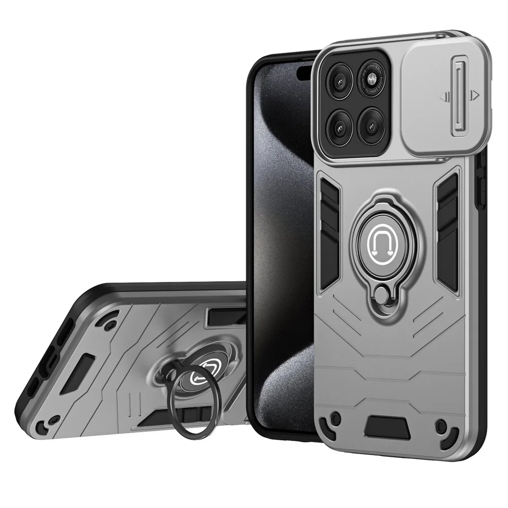 Sliding Window Metal Finger Holder Phone Case