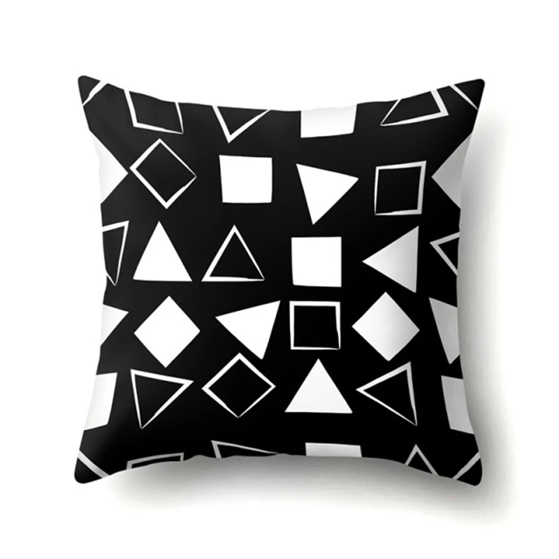 2022 Black White Geometric Wave Dots Polyester Cushion Cover Throw Pillow Car Sofa Bed Decorative Pillowcase Home Decor 45x45CM lounge chair cushions Cushions