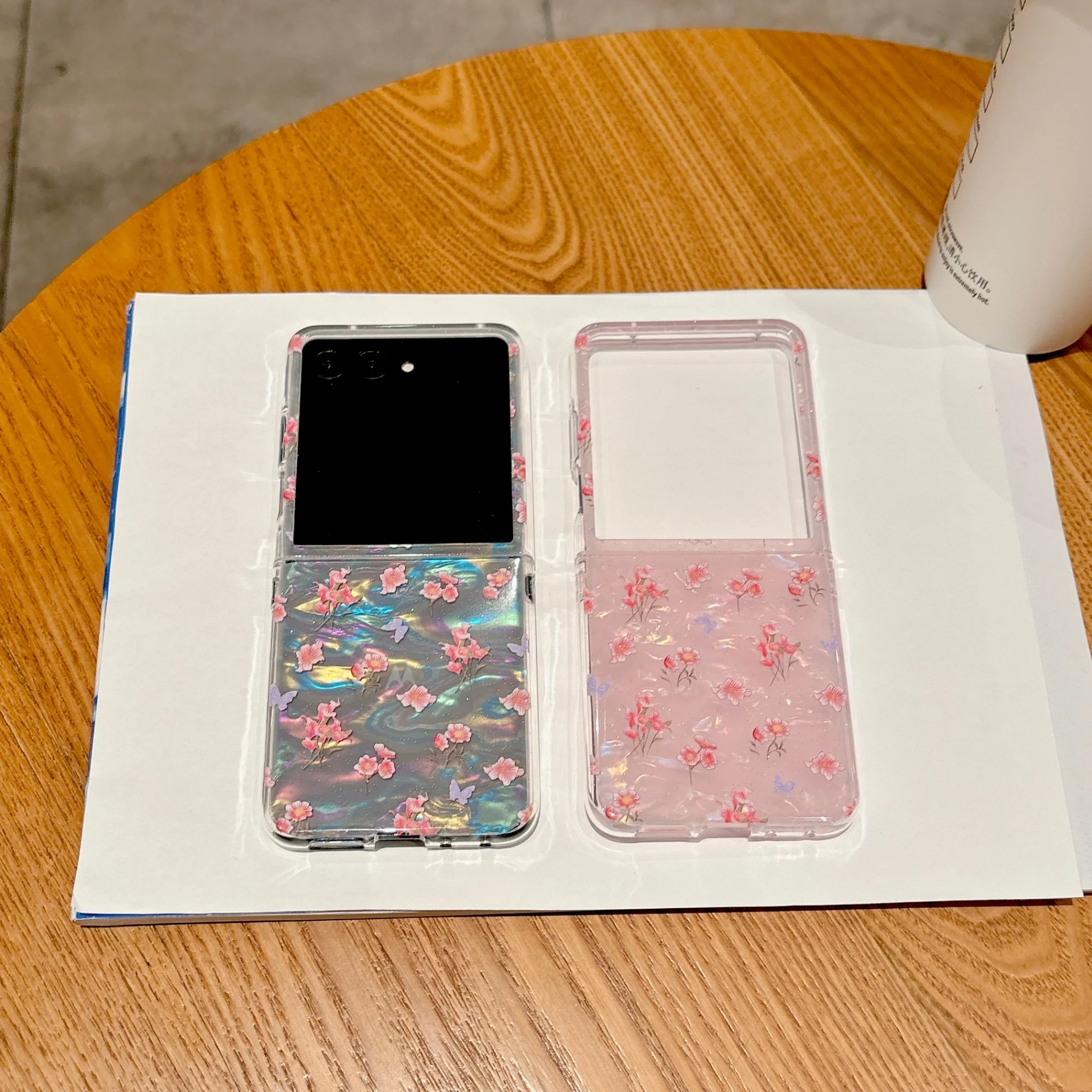 Floral Pattern Pink and White Hard Shell Case