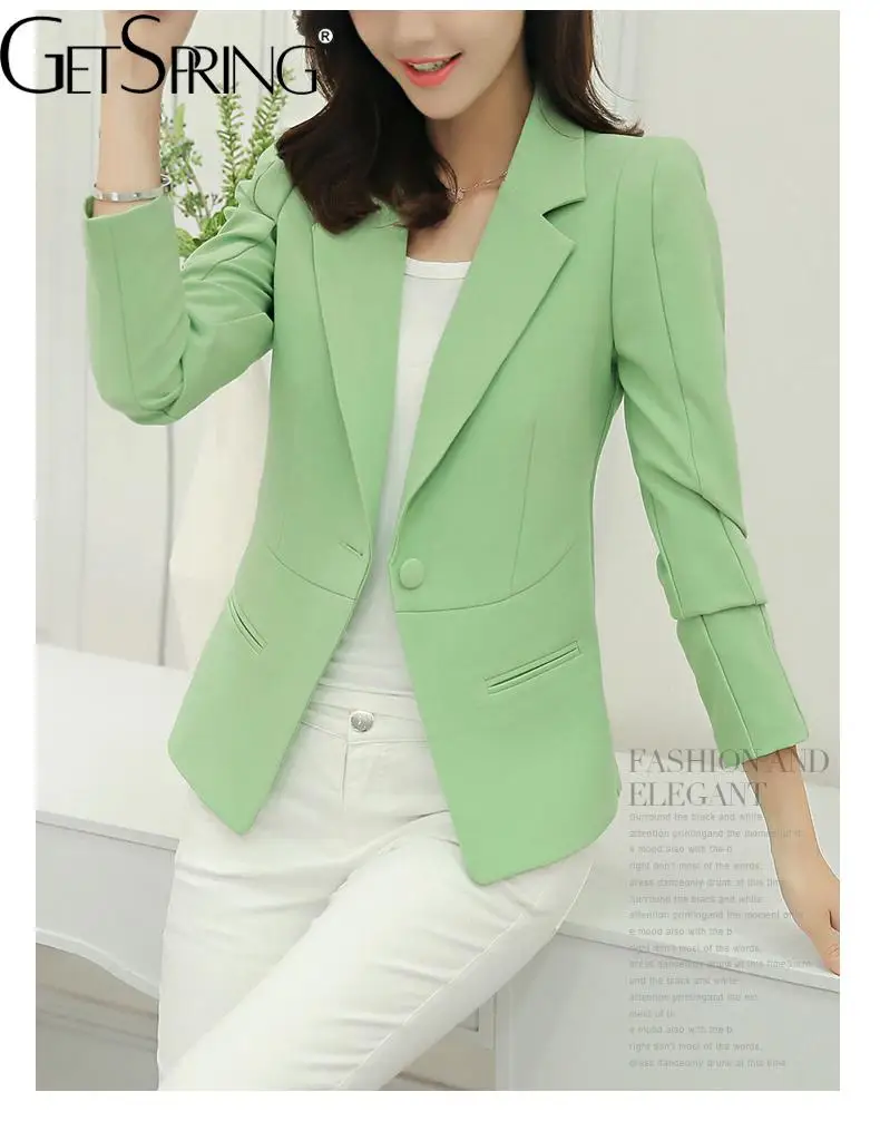 GetSpringWomenBlazerSingleButtonLongSleeveLadiesBlazerCoat