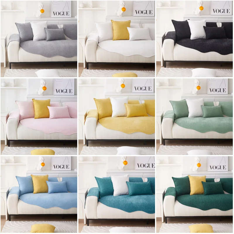 

Chenille Sofa Cushion for Living Room Non-slip Four Season Universal Sofa Cover Solid Color Irregular Sofas Towel Home Decor